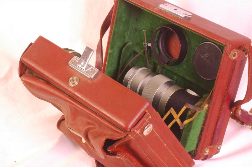 Leica 135 4.5 Hektor lens bayonet mount with case, hood & more vgc