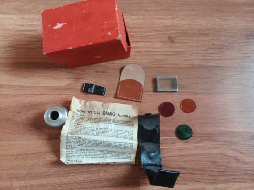 1944 Vintage Swiss Genuine OMAG Optical Glass Filters Set Pouch Sunshade