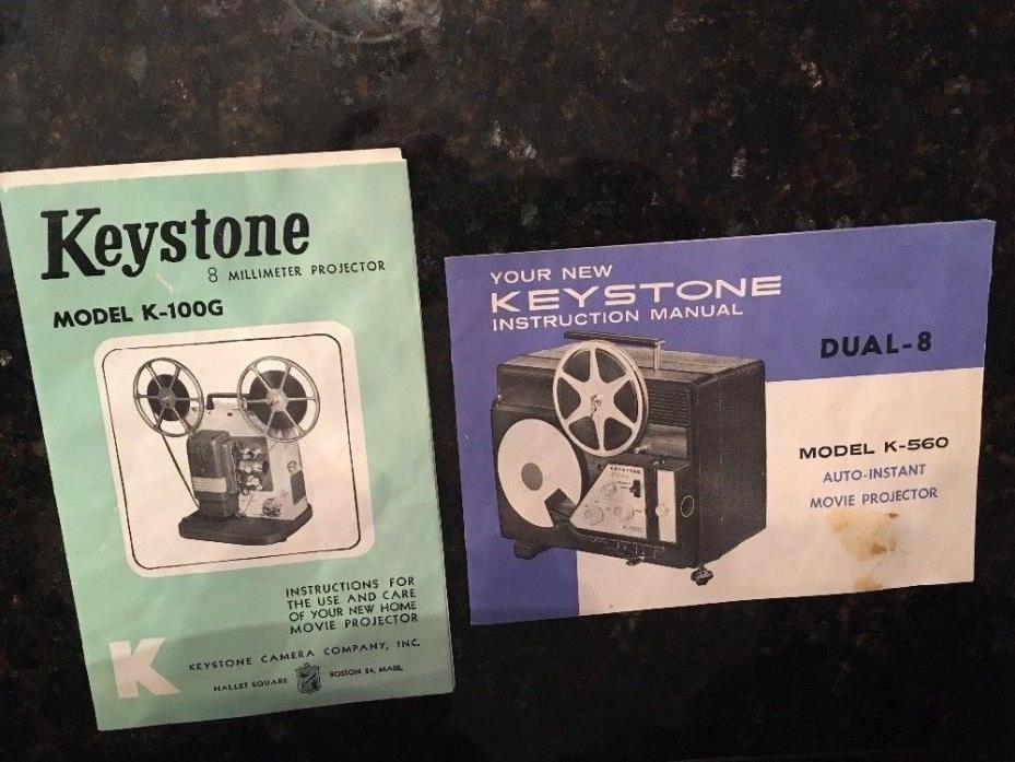 Keystone 8mm Projector Camera Instruction Manual Book for Model K-100G and K-560