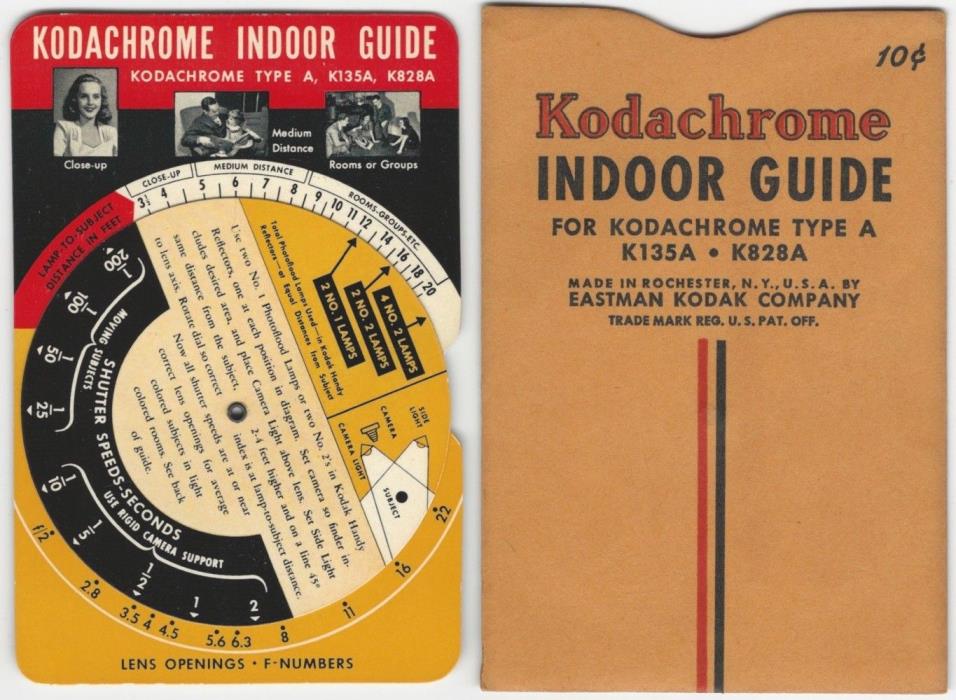 Kodak Kodachrome Shutter Speed / Lens Opening Indoor Guide