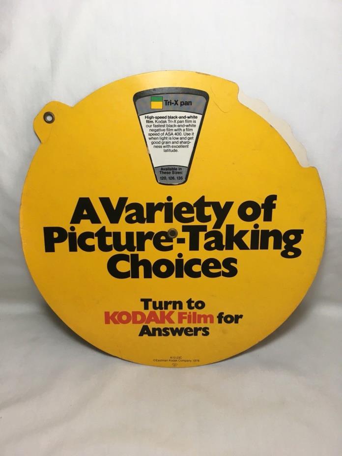 Vintage Eastman Kodak Film Type & Size Chart Selector Camera Flash Battery Promo