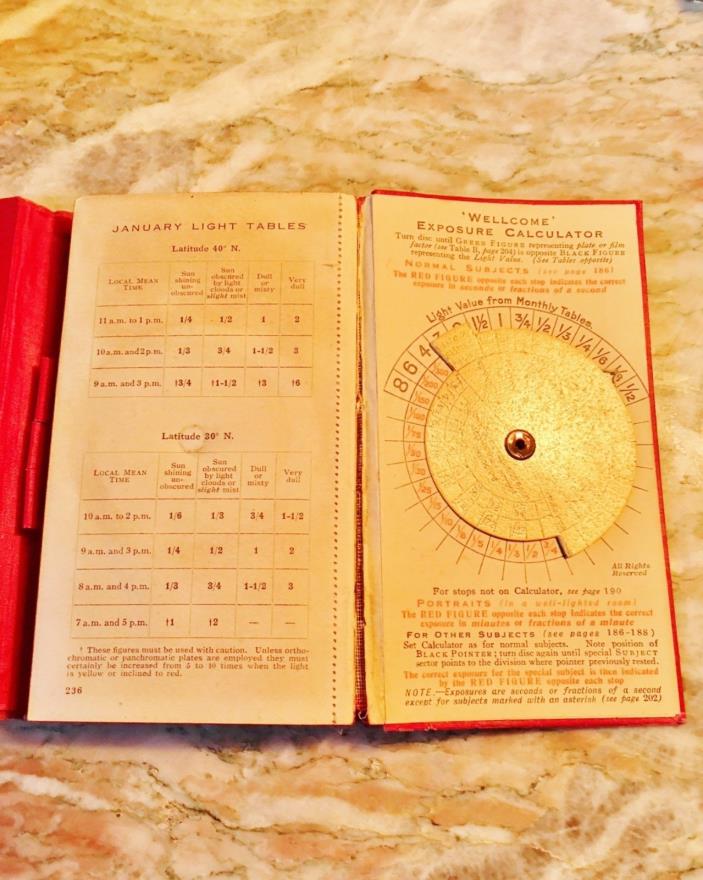 Vintage 1937 Wellcome Photographic Exposure Calculator Handbook & Diary England