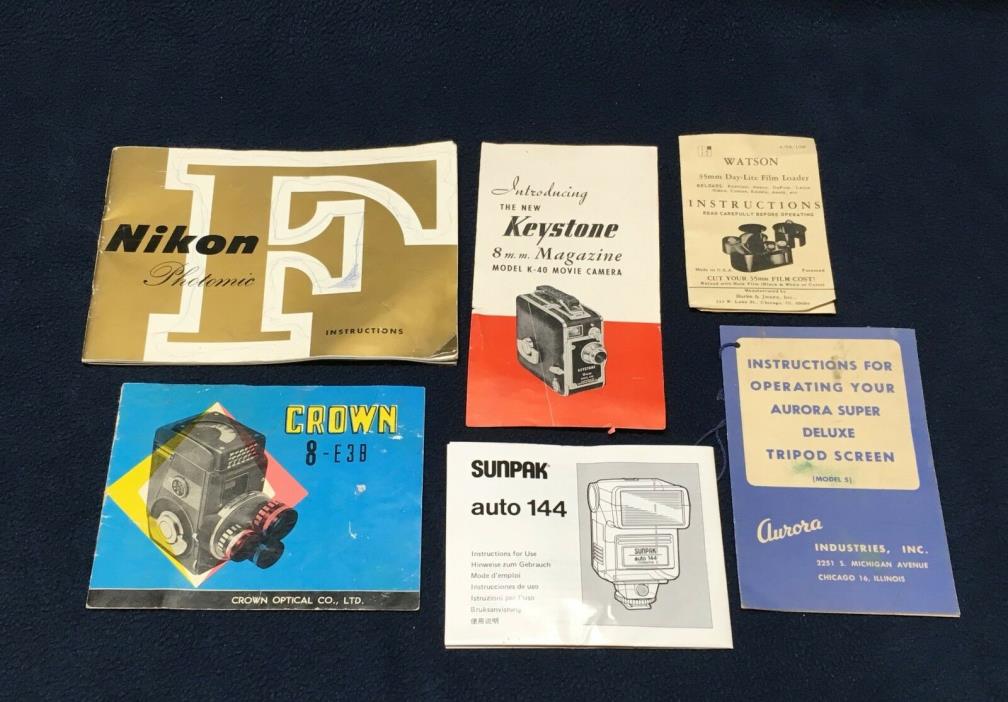 LOT OF 6 VINTAGE CAMERA & CAMERA ACCESSORIES GUIDES & INFORMATION