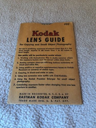 Vintage Kodak Lens Guide