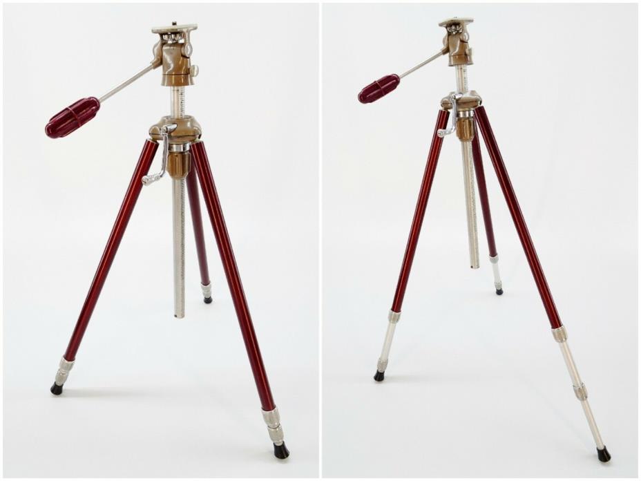 1940s Vintage Pagliuso Engineering Hollywood Tripods Metallic Red Camera Tripod