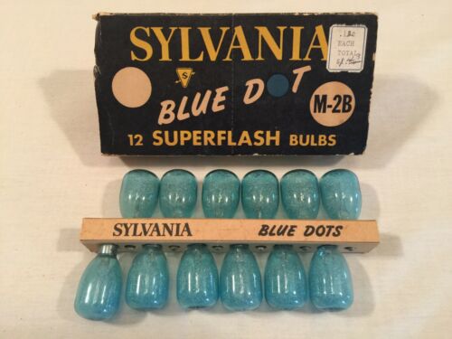 Vintage Rare New/Old Stock Sylvania Wabash Blue Dot M-2B 12 Superflash Bulbs