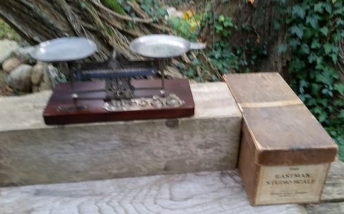 Eastman Kodak Studio Scale With Box Grains Ounces Wood Base Label