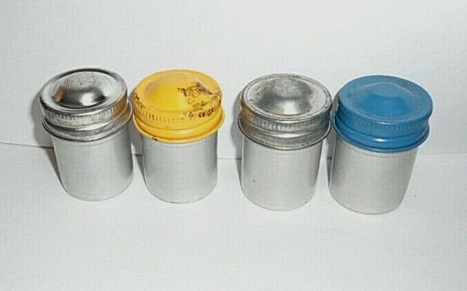 4 Vintage Metal Film Canisters Geocache