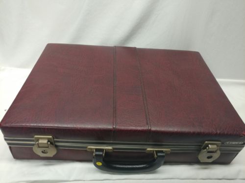 Vintage Savoy Leather Brief Case Hard Shell With Locks and Pockets No Keys