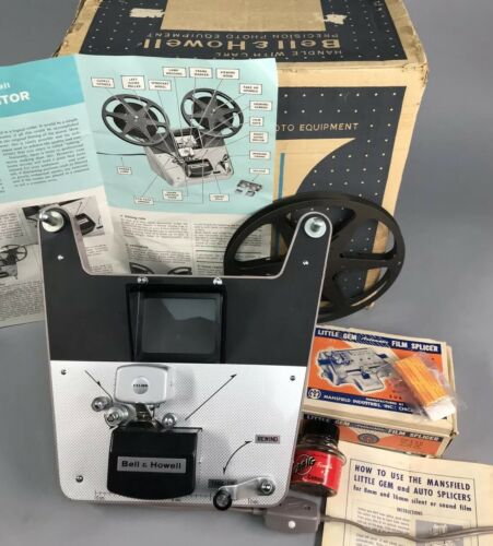 Vintage Movie Camera Bell And Howell Filmco  8mm Editor Bundle with Spicers.
