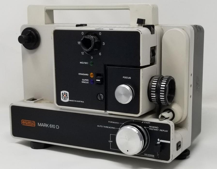 Eumig Mark 610 D Vintage Dual 8mm Film Projector No Wheel - Ships FREE