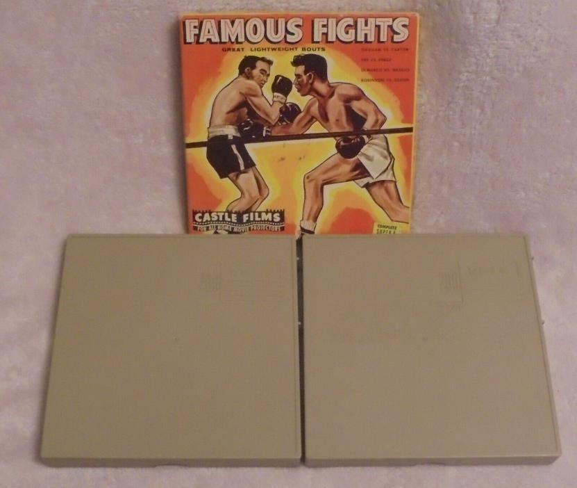 Famous Fights 8 mm Movie and 2 BAIA 200 Foot 8mm Super 8 Take Up Reel Case's