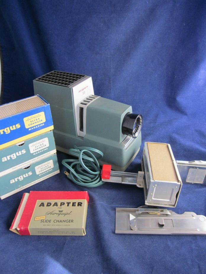ARGUS 300 Slide Projector Automatic Slide Changer 4 Magazines GUARANTEED