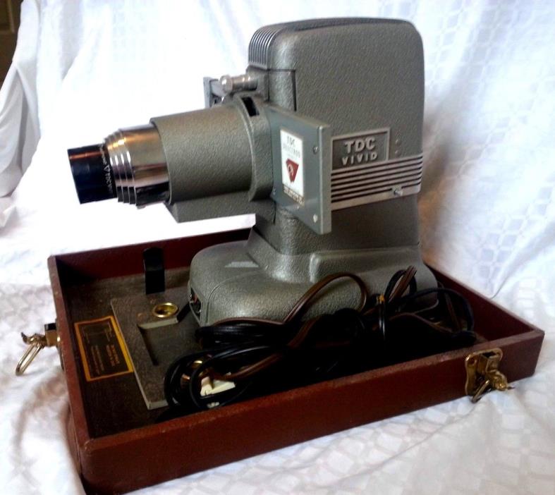 Vintage TDC Vivid 1950's Selectron 35mm Semimatic Slide Film Projector & Case