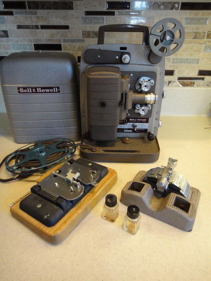 VTG BELL & HOWELL 253 AR 8mm MOVIE PROJECTOR & 2 SPLICERS