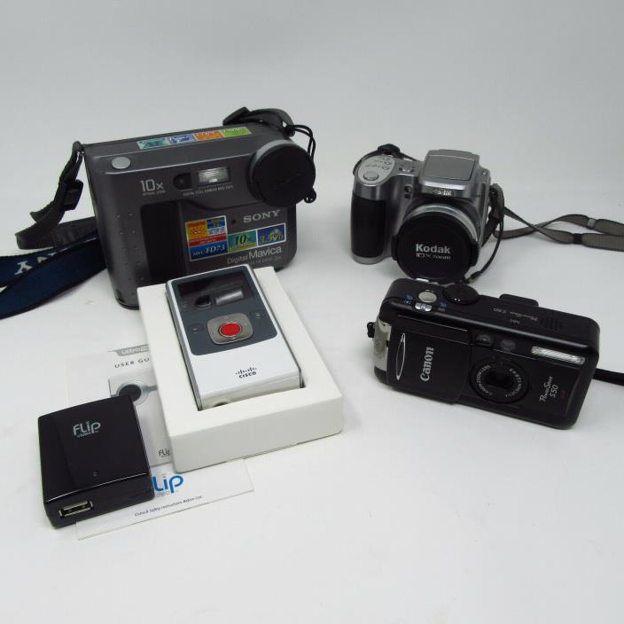 Camera Lot - Sony MVC-FD73 Kodak Easy Share Z740 Canon Powershot S50 Flip Video