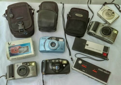 Large lot Vtg Cameras and Case 35mm Digital Canon Polaroid Minolta untested