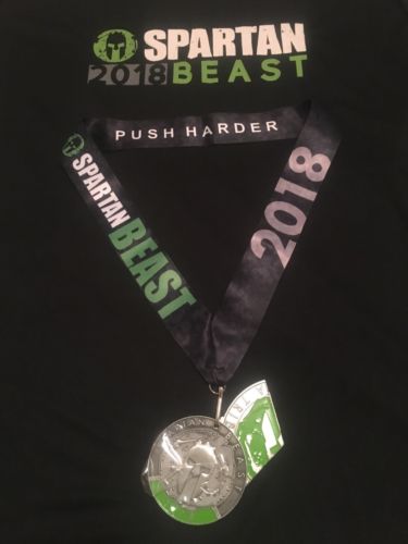 2018 Spartan Race Spartan Beast Finishers Medal with Trifecta Wedge