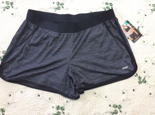 WOMEN’S NWT SIZE XL (16-18) “AVIA” GRAY/BLACK, 2 LAYER, ATHLETIC, RUNNING SHORTS