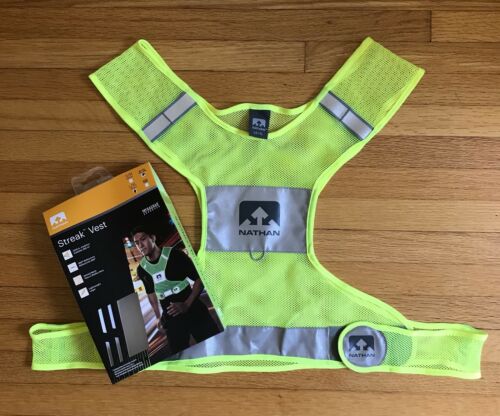 New Nathan Reflective Running Cycling Safety Streak Vest Hi-Viz Yellow Large/XL