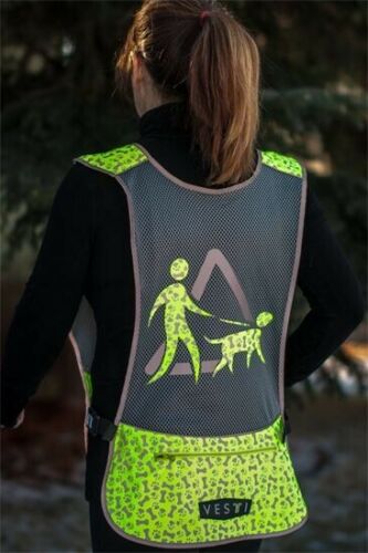 Vesti  Highly Reflective Safety Vest Dog Walker Black and Green