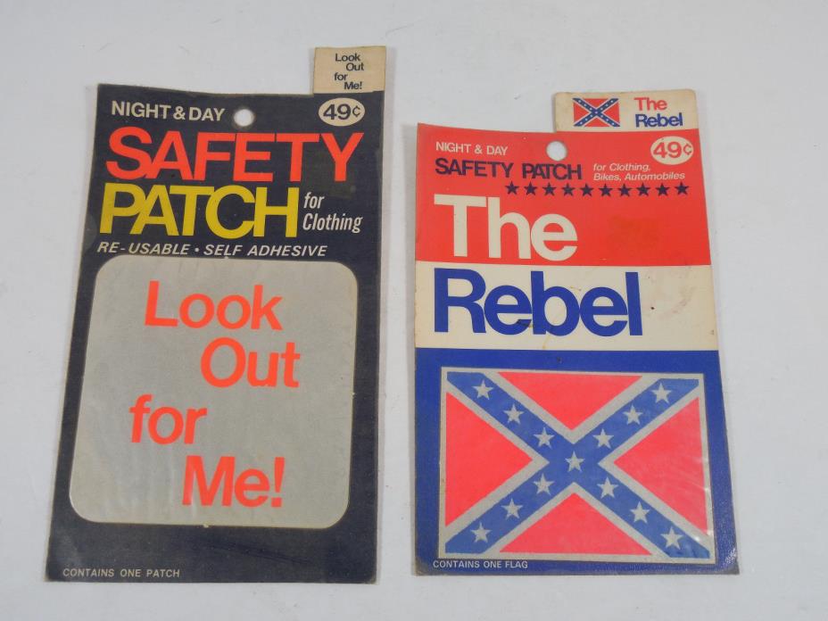 VINTAGE LOT 2 NIGHT & DAY SAFETY REFLECTIVE PATCH RETRO DECOR PERSONAL GEAR