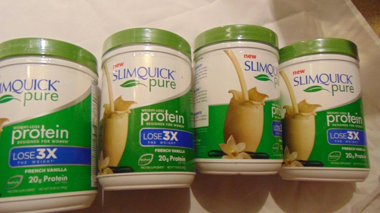 LOT OF 4 SLIMQUICK Pure Protein Powder Vanilla 20G Protein French Vanilla