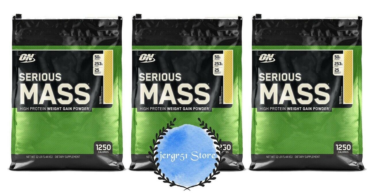 Optimum Nutrition Serious Mass ,12 Pound Powder ( Set Of 3 ) -BRAND NEW