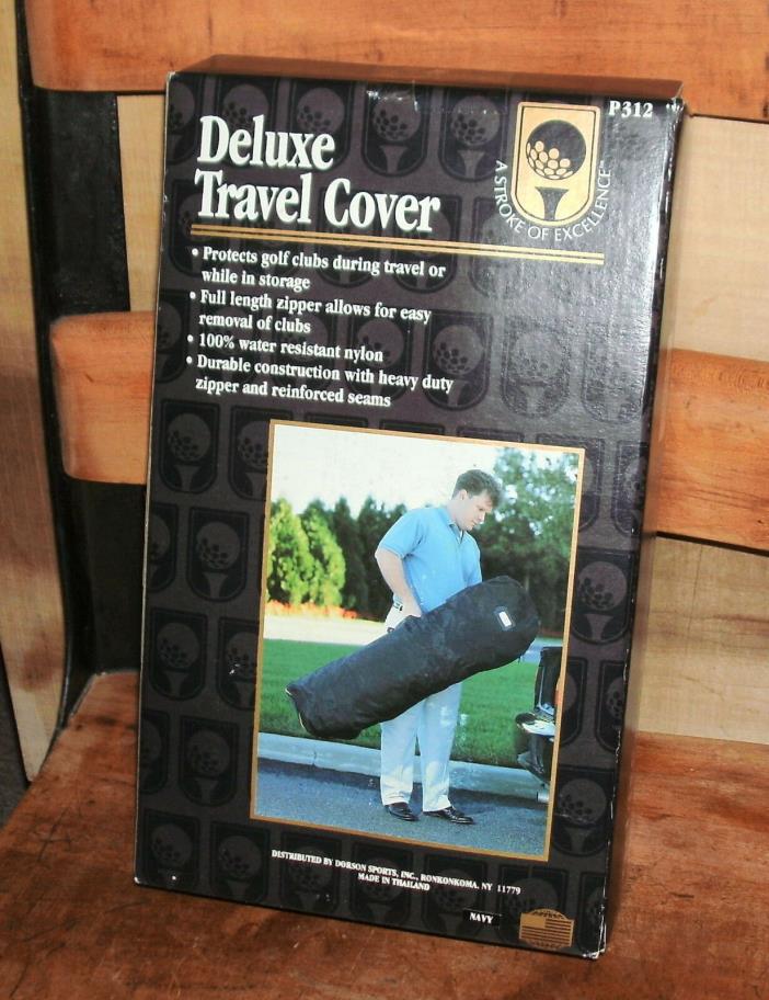 New! Deluxe Travel Cover Golf Club Bag Cover Stroke Of Excellence Navy Blue
