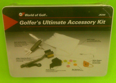 NEW - GOLFER ACCESSORY KIT - JEFF WORLD OF GOLF - JR 288 -COMES IN REUSABLE TIN