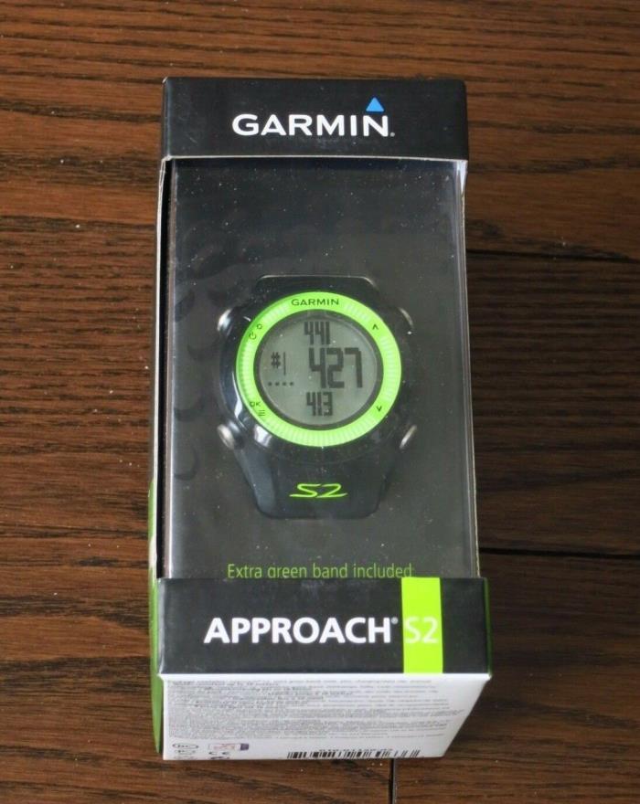 Brand New Garmin Approach S2 GPS Golf Watch Lifetime Course Updates Black/Green