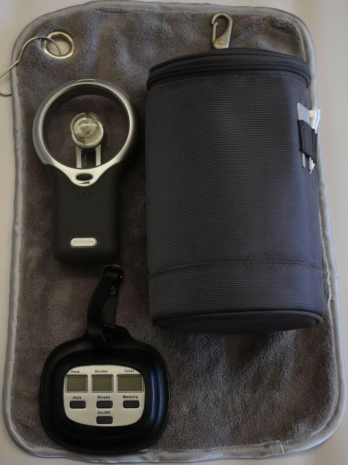 Brookstone Golf Bag set Personal Golf Fan Electronic Score Tracker & Towel