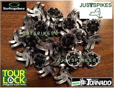 16 New SILVER TORNADO Tour Lock System Golf Spikes Cleats Softspikes Justspikes