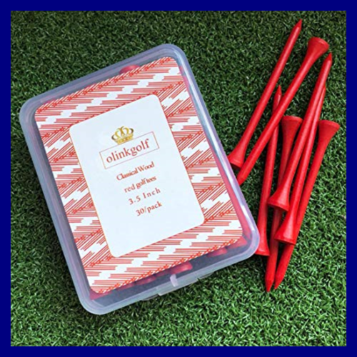 Olinkgolf 3.5 Golf Tees RED Colored Wood Long Tee For Golfer Player 30 Ct I