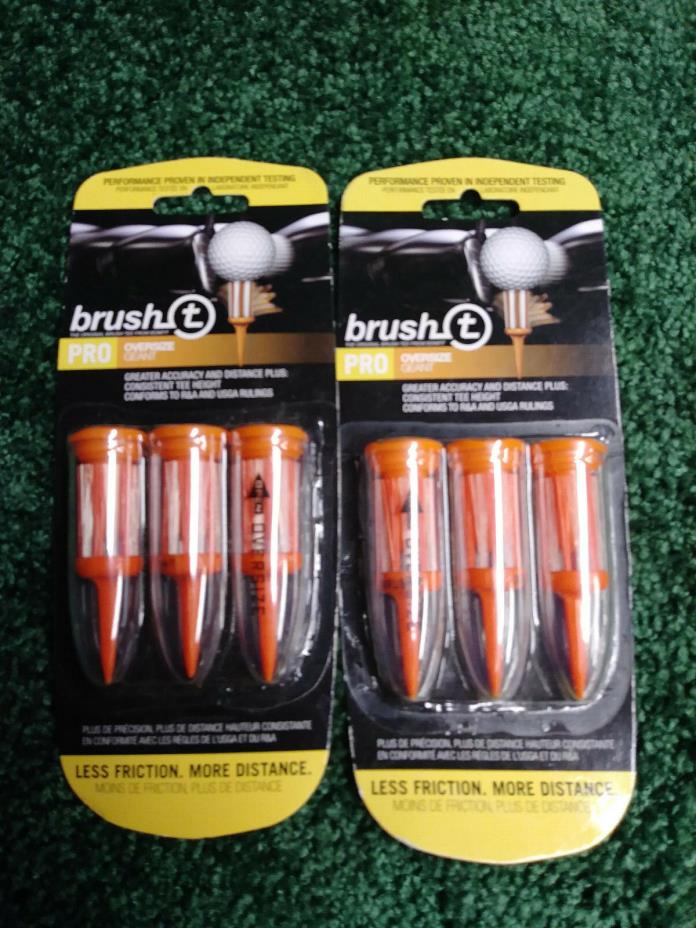 New Brush T Golf Tees Oversize 2.4 in 2 packages of 3 Pro Geant Free Shipping