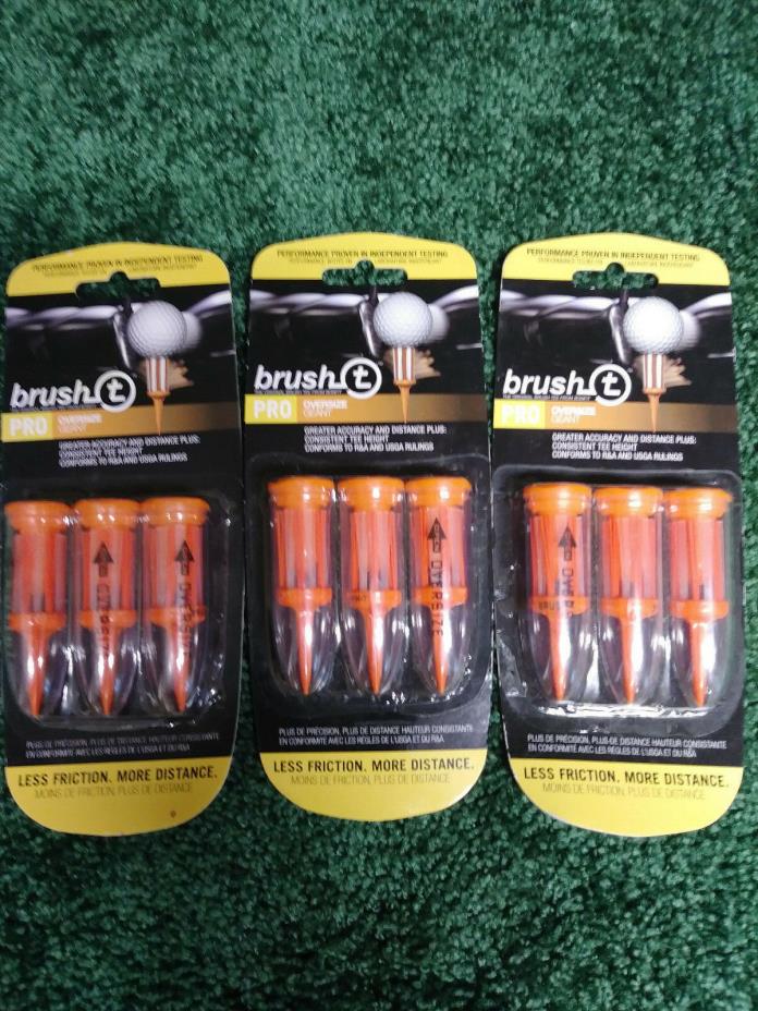 New Brush T Golf Tees Oversize 2.4 in 3 packages of 3 Pro Geant Free Shipping