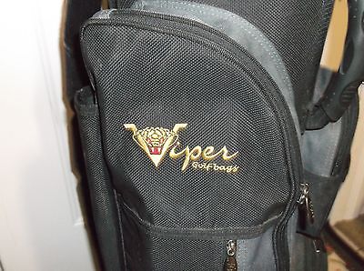 VIPER CART GOLF BAG BLACK GRAY CANVAS GREAT COVER LOTS OF ZIPPERS POCKETS