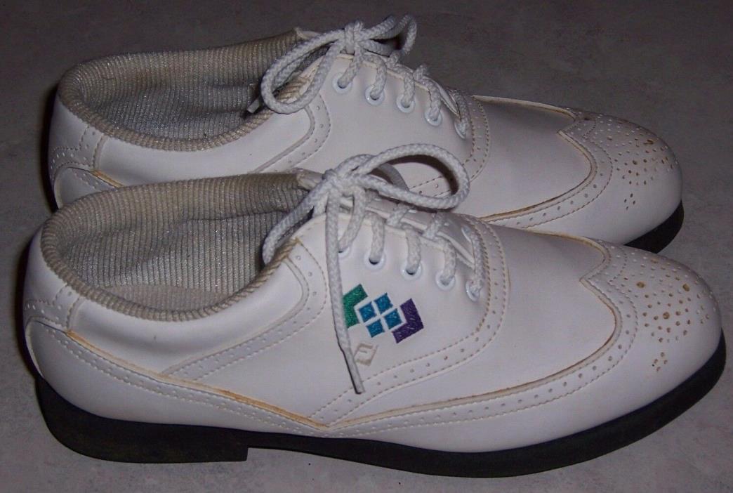 FOOTJOY Green Joys 48876 White Wingtip Golf Shoes Lace Up Oxfords Womens Size 7M