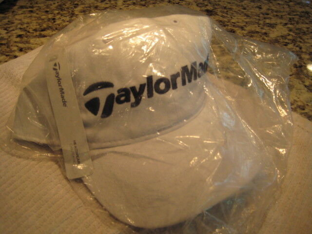 white Taylor Made golf hat black stitched logo new with tags