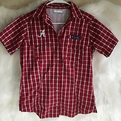 Columbia Crimson White Alabama Stitch Buttondown Size Medium