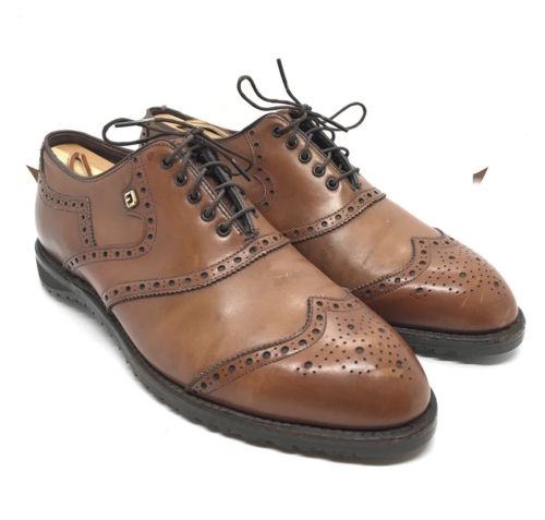 Footjoy Classic 8.5ee Wingtip Golf Shoes Brown Leather Spikeless