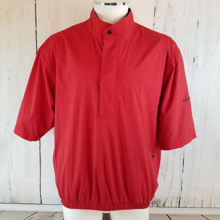 FootJoy DryJoys Golf Rain Jacket Shirt Pullover M Red 1/4 Zip Short Sleeve