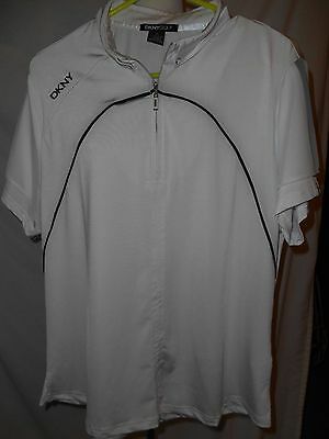 DKNY GOLF Men's White top, size XL, short sleeve , zipper front, NWOT