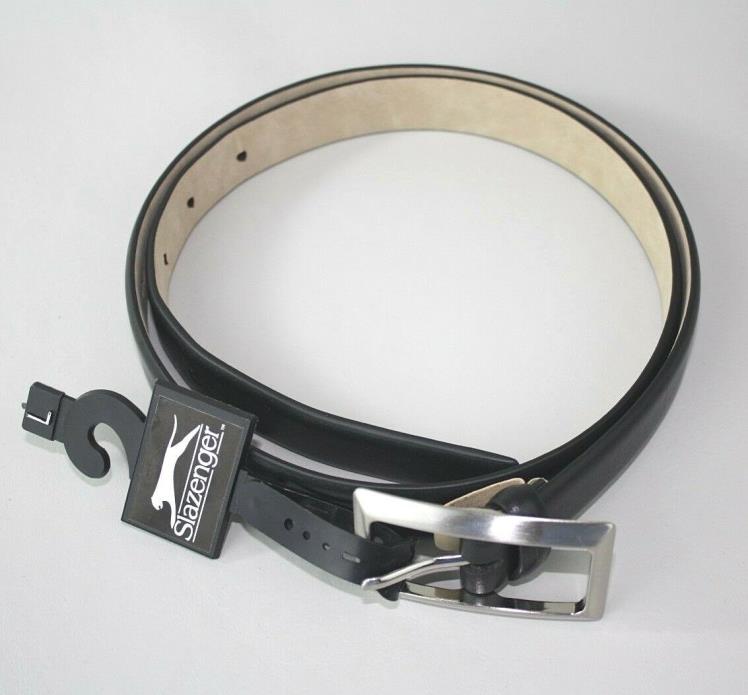 Black Leather Belt - Silver Buckle - Slazenger Golf