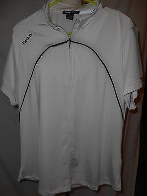 DKNYGOLF Men's White top, size XL, short sleeve , zipper front, NWOT