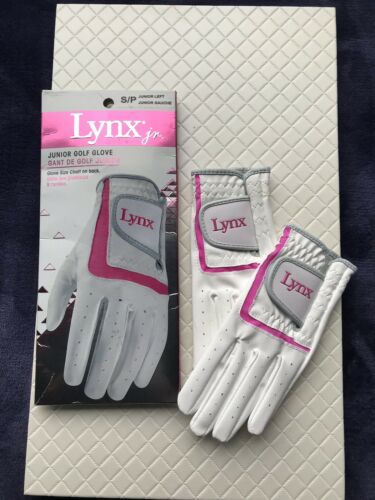 LYNX Jr. (2)Left Golf Glove Small White Pink Youth Glove