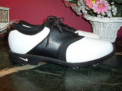 NIKE AIR golf shoes in black and white saddle oxfords 9.5W in excellent cond.
