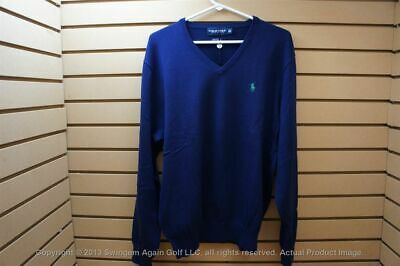 NWTags MENS Polo Ralph Lauren Cashmere Golf Sweater Size Large Blue 16D