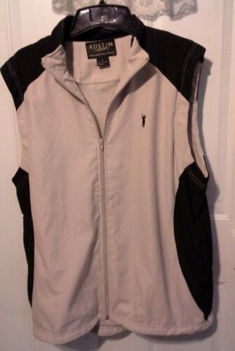 Austin golf vest mens size medium wind rain stain resistant black tan mesh lined