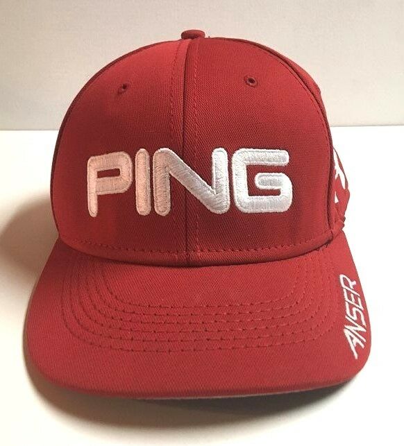 UNDER ARMOUR GOLF CAP HAT PING ANSER LOGO RED FITTED SZ 7 1/4